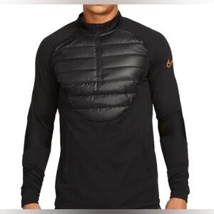 Men’s Nike Therma Soccer Warrior Black/Orange Swoosh 1/4 Top DC9168-010 Large